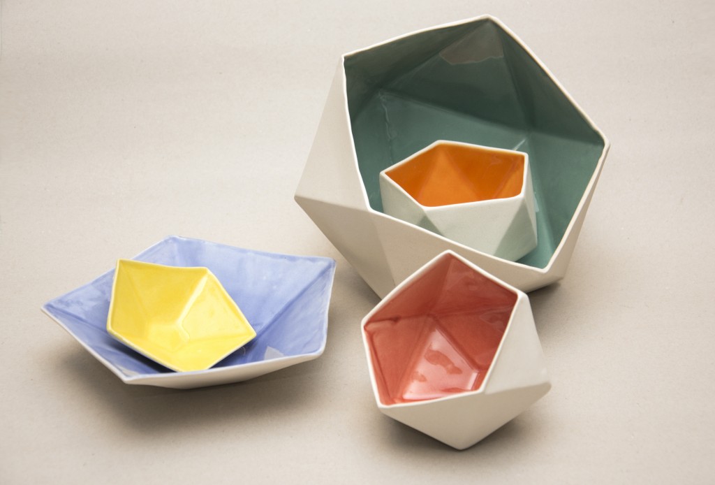 Porcelain bowl and plate collection 'Pentagon'