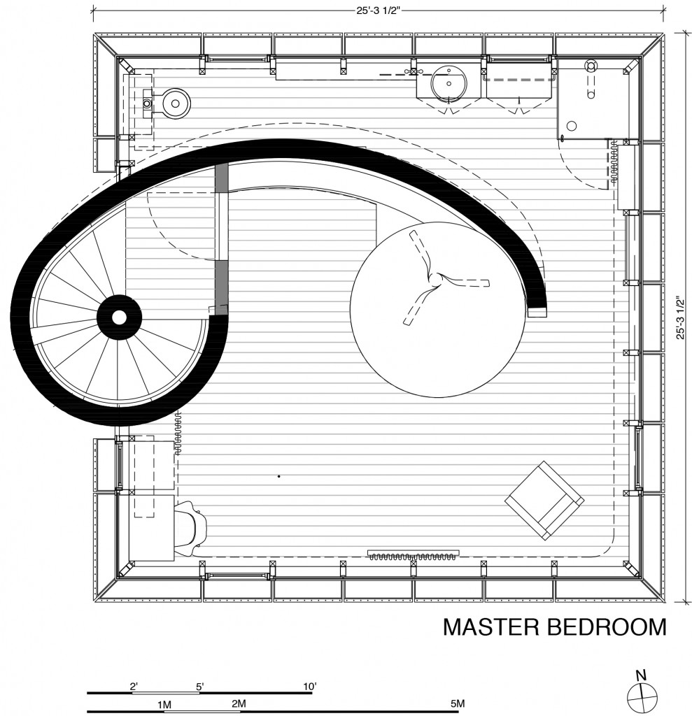 First floor: master bedroom and bathroom, © courtesy of Studio Christian Wassmann