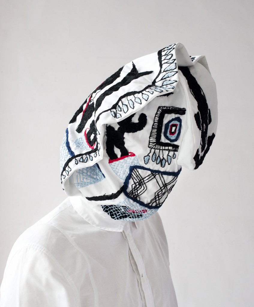 Let’s Free Willy (2014). Mask. Hand embroidery on cotton. Photo Sanne Delcroix.