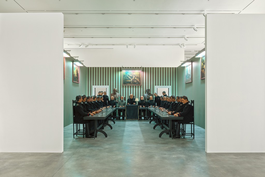Installation view, ‘Oscuramento. The Wars of Fabio Mauri.’ Hauser & Wirth London, 2015. Photo Alex Delfanne.