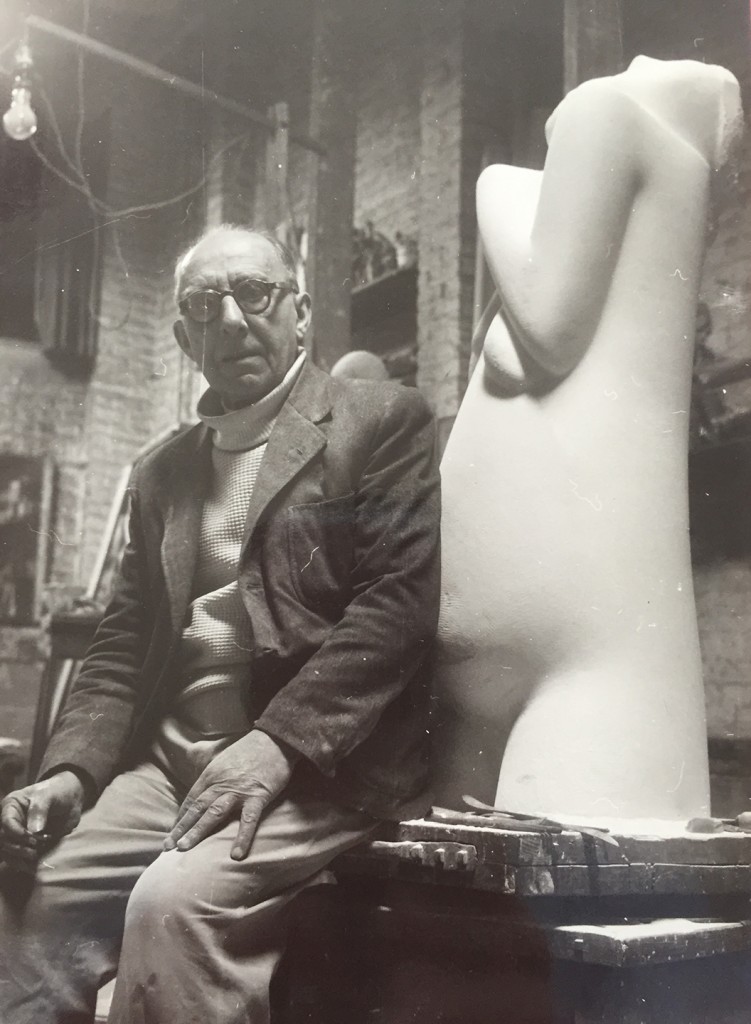Sculptor Oscar Jespers in his atelier in Brussels in the 1960s.