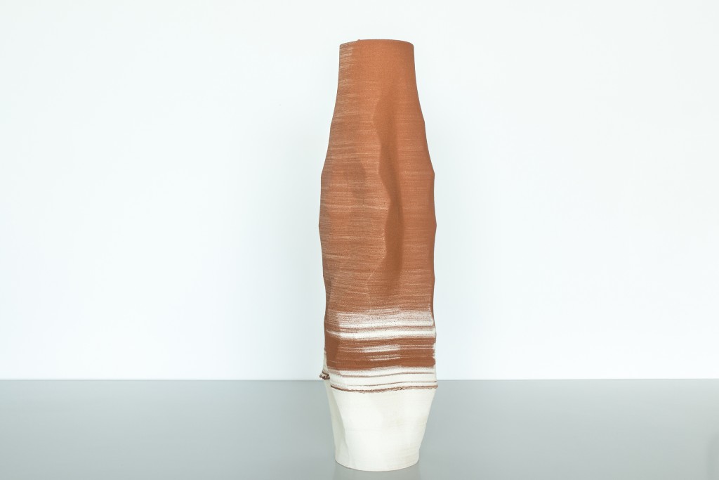 Olivier van Herpt (Dutch, b. 1989); 3D-printed ceramic cylinder vase, from Sediment collection, 2015. Alternate object will appear in exhibition.