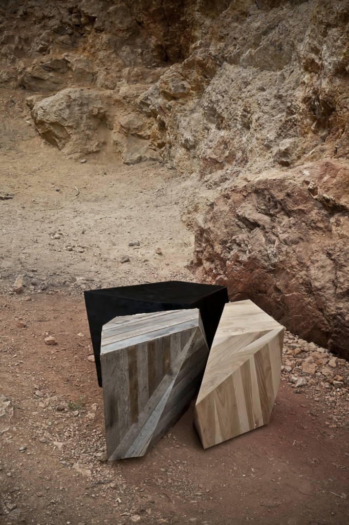 "Earth Stone Wood" by The Whole Elements: coffee table/ small cabinet/ chaise longue/ seat Earth, Stone, Wood (photo credits: Emilia Oksentowicz, designer credits: Anna Bera)