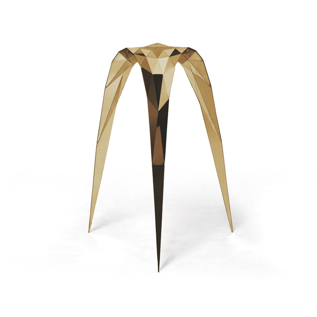 Brass Triangle Stool by Zhoujie Zhang
