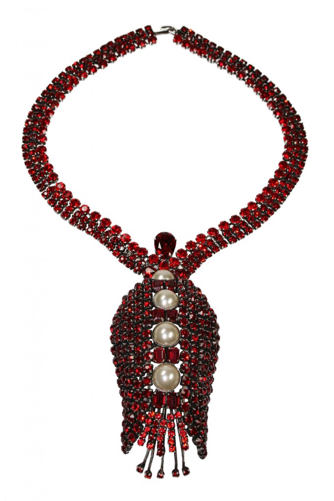 Roger Jean-Pierre for Balenciaga, circa 1960, Important collier strass rouges et perles