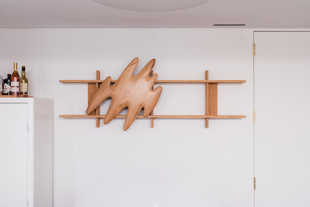 You Name It Shelf #1 & Thing #1 by Robert Stadler: Sand Blasted Oak, Moulded Resin-Coated Fibreglass Fabric
