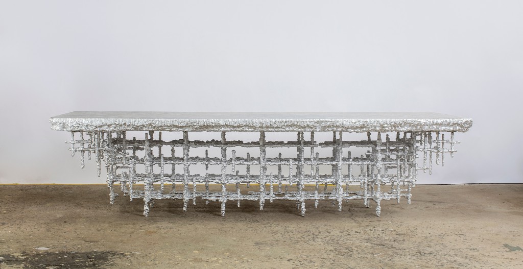 Alufoil (Dining Table), 2016. Resin, aluminum, polystyrene. Chris Schanck.