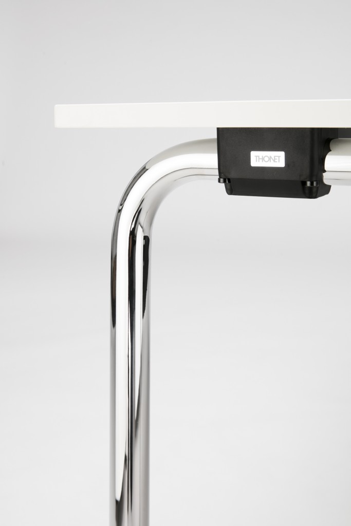 Thonet, S 1195 table (detail view of new base), photo courtesy Thonet
