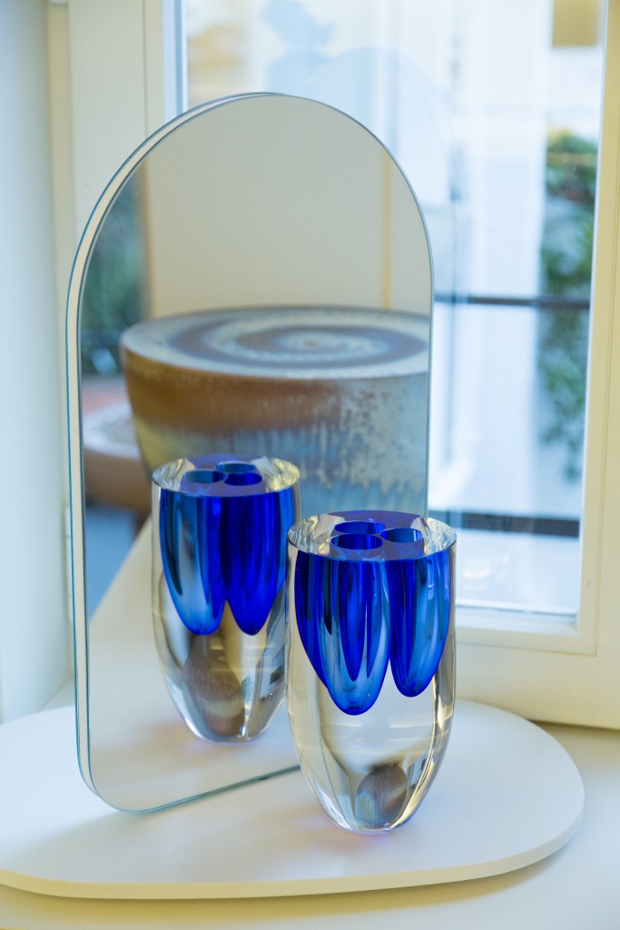 N°17 - On Colours (high – deep blue) installation view of Crystallized at Spazio Nobile until April 19. Crystal and coloured glass, free blown glass, 22 h x 12 cm diameter, 2016, unique piece.