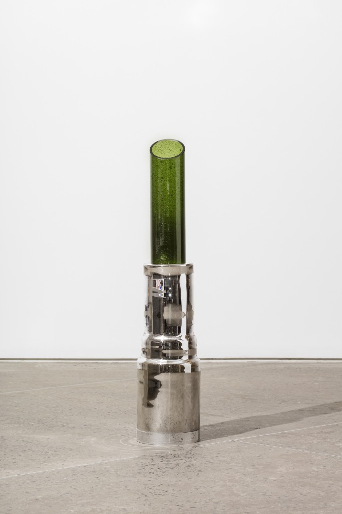 Implements In Green by Åsa Jungnelius, Glass, leather, mirroring, tape, 32h x 7w x 7d in