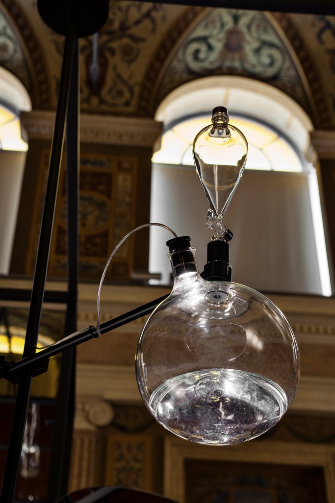 Detail of Fluid lamp by Nao Tamura at installation during Milan Design Week